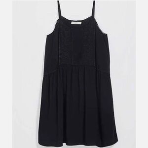 Loft Black Lacy Embroidered Strappy Swing Sleeveless Dress M